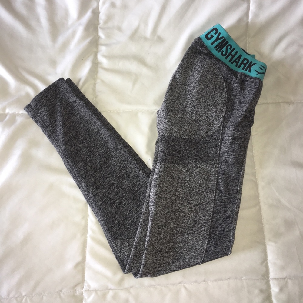 Gymshark Flex Leggings- Charcoal Marl/Turquoise